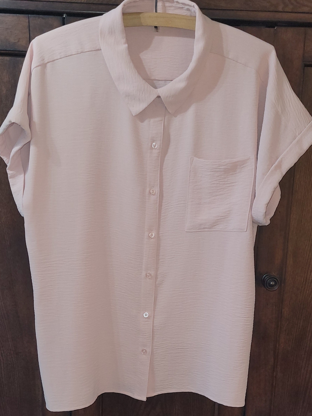 Calvin Klein Light Blush Pink Short Sleeve Button-Down Shirt